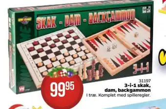 Buddy Leg 3-i-1 skak, dam, backgammon tilbud