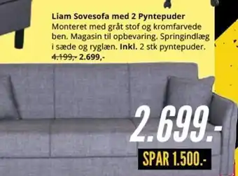 My Home Liam Sovesofa med 2 Pyntepuder tilbud