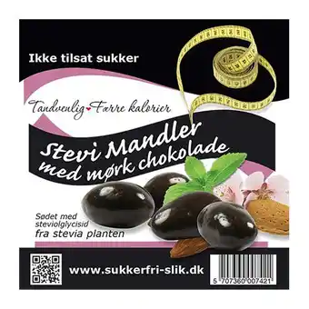 Kingfisher stevi mandler m. mørk chokolade - 80 g