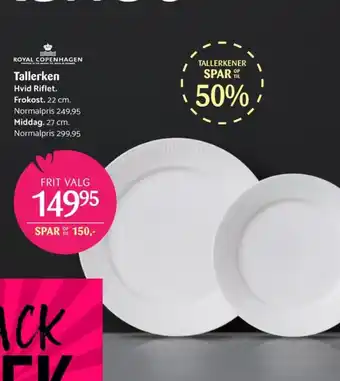 Kop & Kande Hvid riflet tallerken tilbud