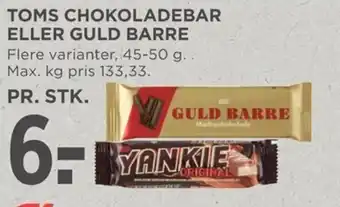 MENY TOMS CHOKOLADEBAR ELLER GULD BARRE tilbud
