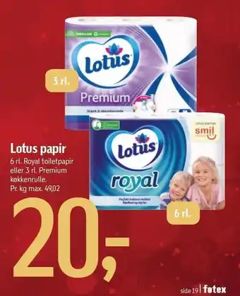 Føtex Lotus papir tilbud