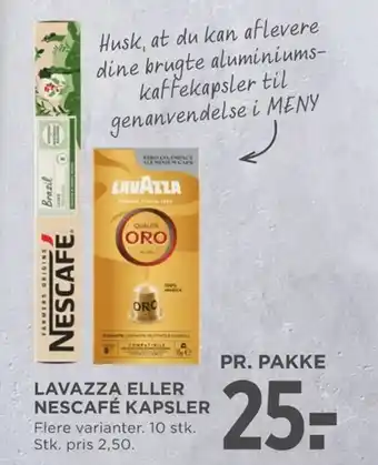 MENY LAVAZZA ELLER NESCAFÉ KAPSLER tilbud