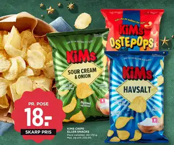 MENY KIMS CHIPS ELLER SNACKS tilbud
