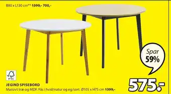 JYSK JEGIND SPISEBORD tilbud