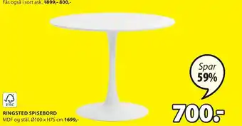 JYSK RINGSTED SPISEBORD tilbud
