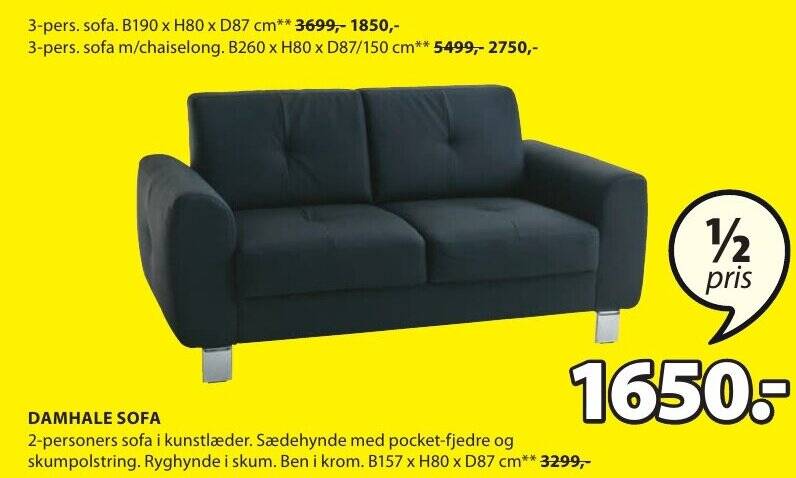 DAMHALE SOFA tilbud hos JYSK