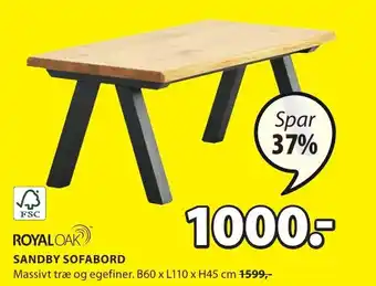 JYSK SANDBY SOFABORD tilbud