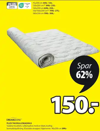 JYSK PLUS T40 RULLEMADRAS tilbud