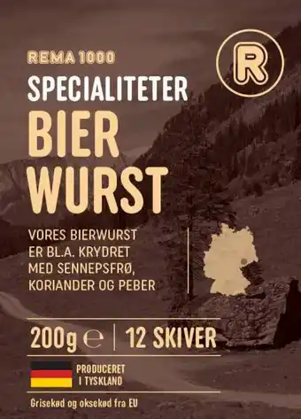 REMA 1000 Bierwurst, 200 g tilbud