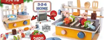 2-i-1 komfur og grill i træ med tilbehør