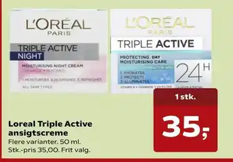 Kvickly Loreal Triple Active ansigts creme tilbud