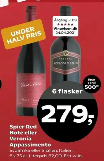 Kvickly Spier Red Note eller Veronia Appassimento tilbud