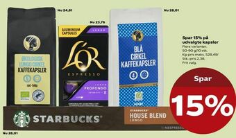 Kvickly Spar 15% på udvalgte kapsler tilbud