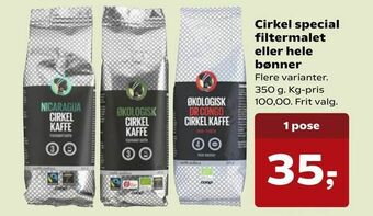Kvickly Cirkel special filtermalet eller hele bønner tilbud