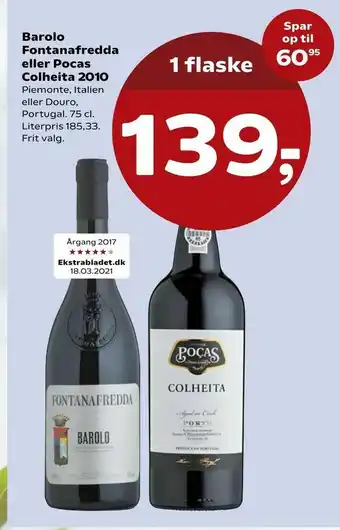 SuperBrugsen Barolo Fontana fredda eller Pocas Colheita 2010 tilbud
