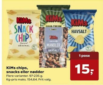 SuperBrugsen KiMs chips, snacks eller nødder tilbud