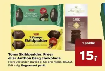SuperBrugsen Toms Skildpadder, Frøer eller Anthon Berg chokolade tilbud