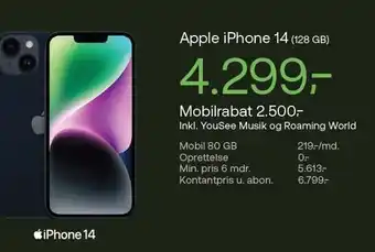 YouSee Apple iphone 14 tilbud