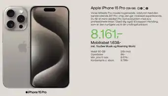 YouSee Apple iphone 15 pro tilbud