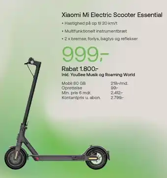 YouSee Xiaomi mi electric scooter essential tilbud
