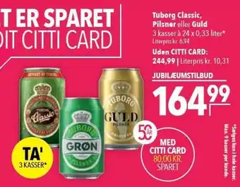 Citti Tuborg classic, pilsner el. guld tilbud