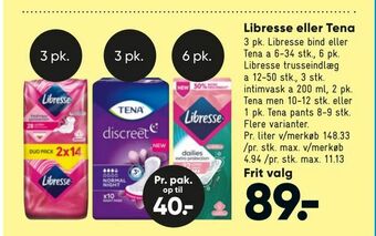 Bilka Libresse eller Tena tilbud