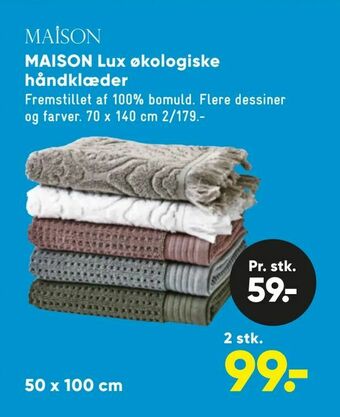 Bilka MAISON Lux økologiske håndklæder tilbud