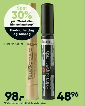 Bilka L'Oréal eller Rimmel makeup tilbud
