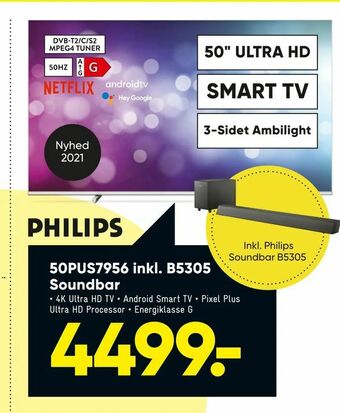 Bilka Philips 50PUS7956 inkl. B5305 Soundbar tilbud
