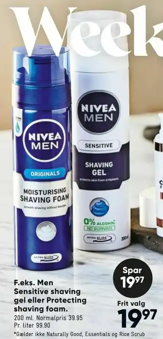 Bilka Men Sensitive shaving gel eller Protecting shaving foam tilbud