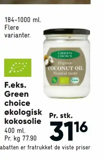 Bilka Green choice økologisk kokosolie tilbud