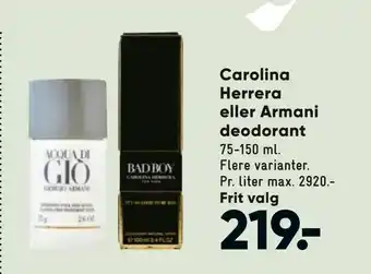 Bilka Carolina Herrera eller Armani deodorant tilbud