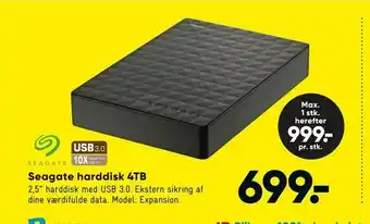 Bilka Seagate harddisk 4TB tilbud