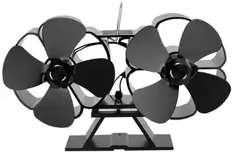 Brændeovns ventilator - dobbelt - 8 blade - 21 x 12.3 cm