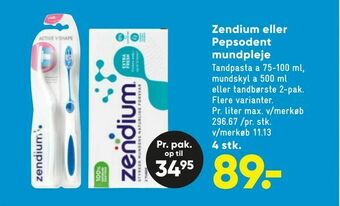 Bilka Zendium eller Pepsodent mundpleje tilbud