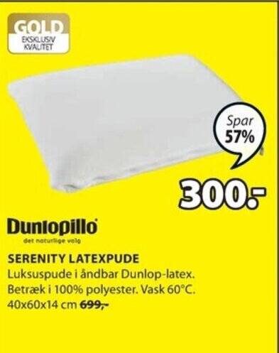 JYSK SERENITY LATEXPUDE tilbud