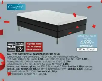 Daells Bolighus Sættibud 140 x 200 cm. Ekskl. ben tilbud