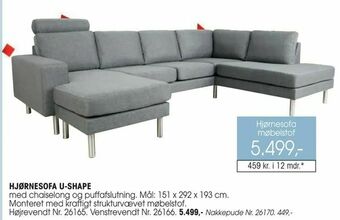 Daells Bolighus Hjørnesofa u-shape tilbud