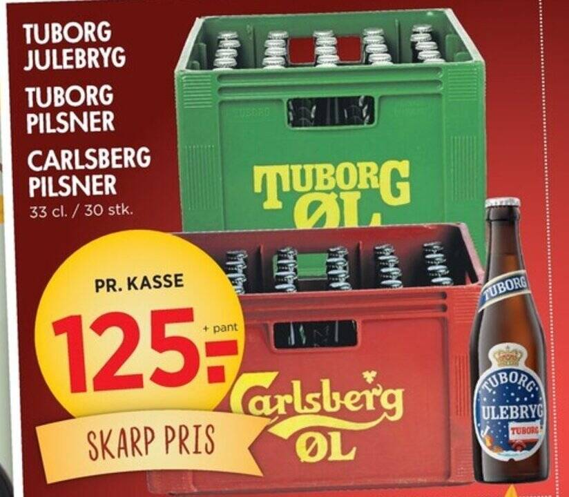 Liva-Stormarked TUBORG JULEBRYG TUBORG PILSNER CARLSBERG PILSNER tilbud