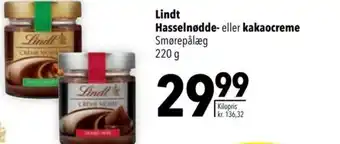 Citti Lindt Hasselnødde- eller kakaocreme tilbud