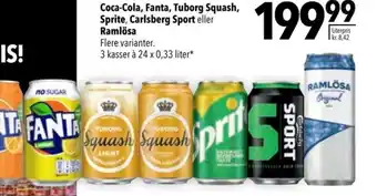 Citti Coca-Cola, Fanta, Tuborg Squash, Sprite, Carlsberg Sport eller Ramlösa Flere varianter. tilbud