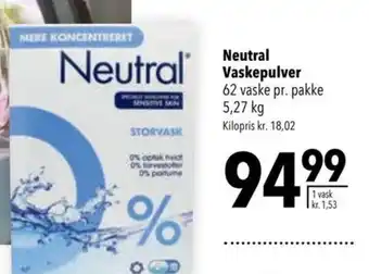Neutral vaskepulver
