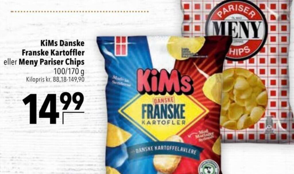 Citti KiMs Danske Franske Kartoffler eller Meny Pariser Chips tilbud