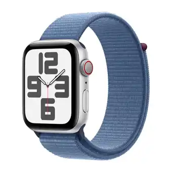 Apple watch se gps + cellular 44 mm sølvfarvet aluminium urkasse med vinterblå sport loop