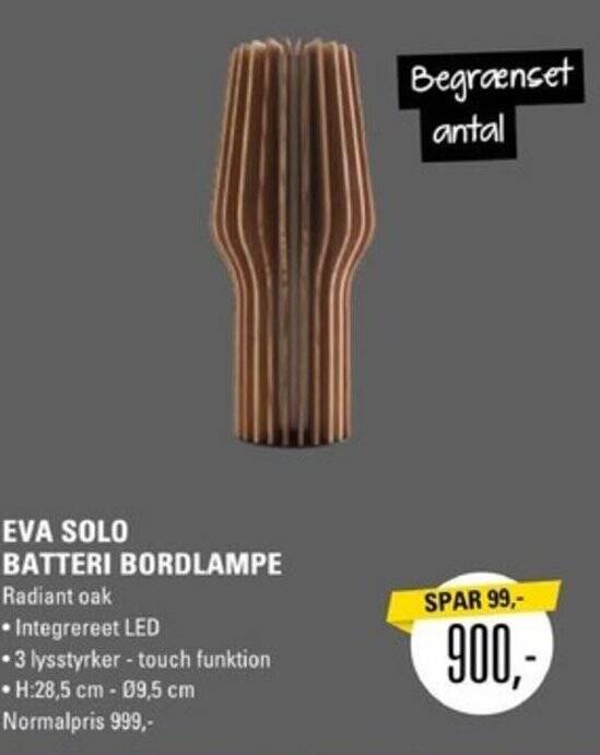 El-Salg EVA SOLO BATTERI BORDLAMPE tilbud