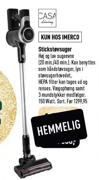 Imerco Stickstøvsuger tilbud