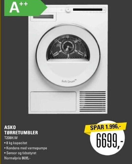 El-Salg ASKO TØRRETUMBLER T208H.W tilbud