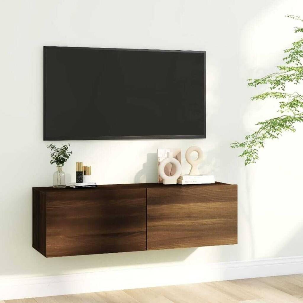 Bolig Center Væghængt tv-bord 100x30x30 cm konstrueret træ brun egetræsfarve tilbud