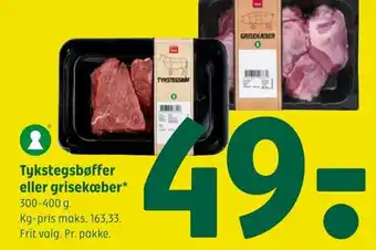 Coop 365 Tykstegsbøffer eller grisekæber tilbud